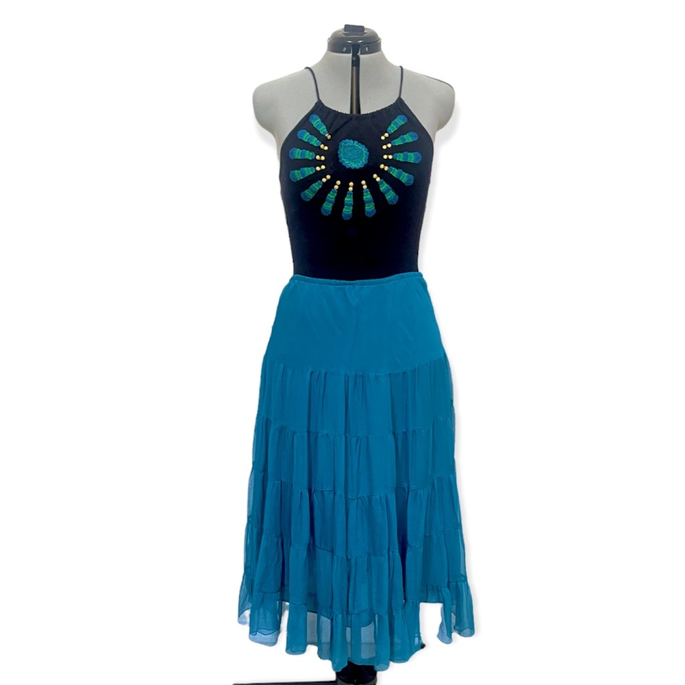 ❤️Vintage 100% silk turquoise skirt by Chadwicks